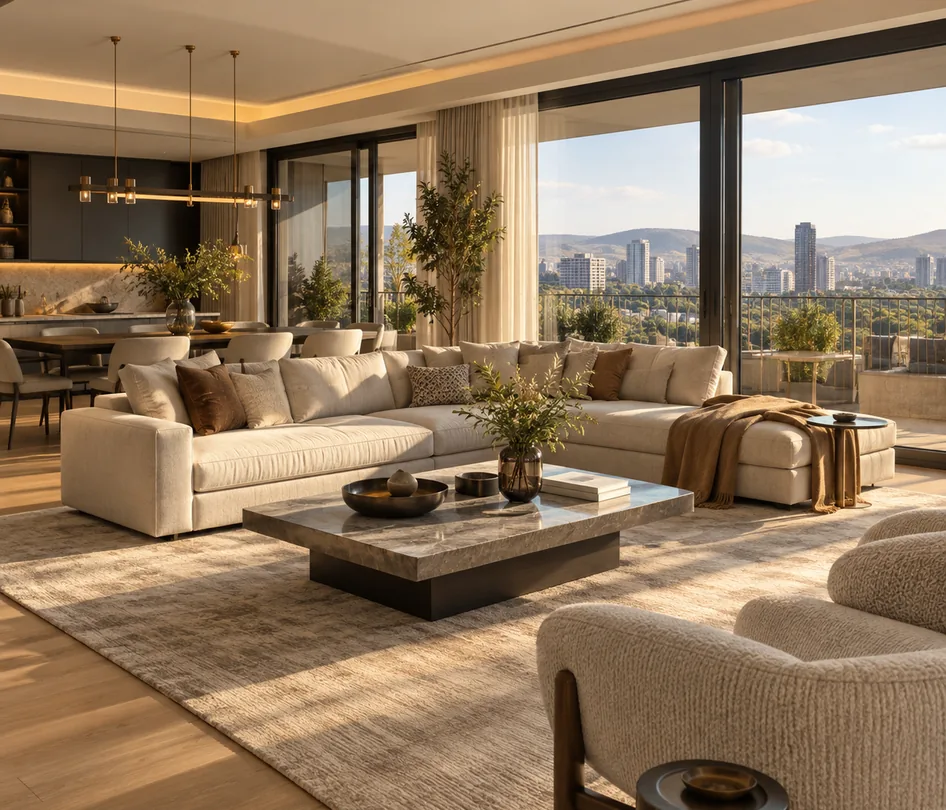 Şehir manzaralı lüks salon